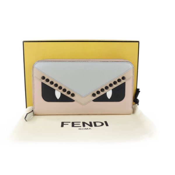 2126073008381 10 Fendi Monster Bag Bugs Leather Wallet Pink Beige