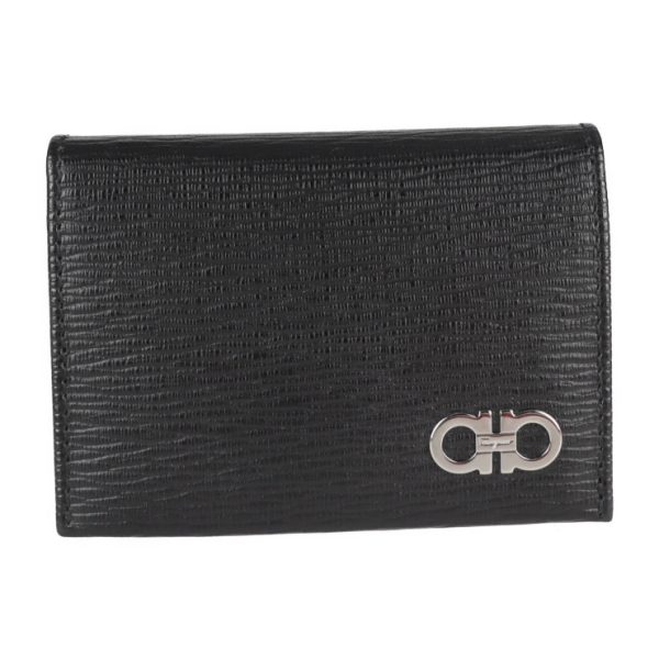 2127013002462 1 Salvatore Ferragamo Leather Card Case Black