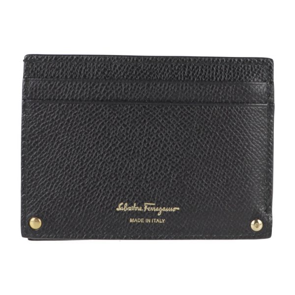 2127013002475 3 Salvatore Ferragamo Gancini Leather Card Case Black