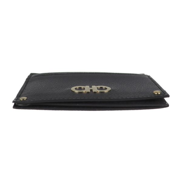 2127013002475 4 Salvatore Ferragamo Gancini Leather Card Case Black