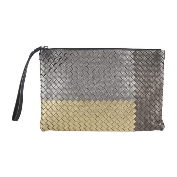 2127053007479 1 Bottega Veneta Clutch Leather Silver Pouch Bag