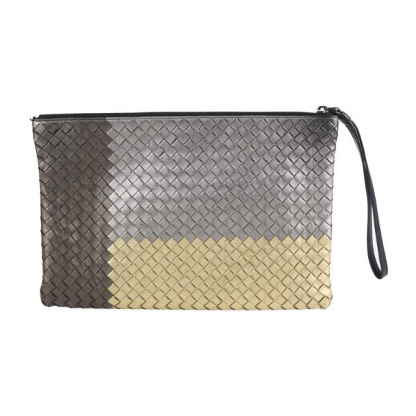 2127053007479 2 Bottega Veneta Clutch Leather Silver Pouch Bag