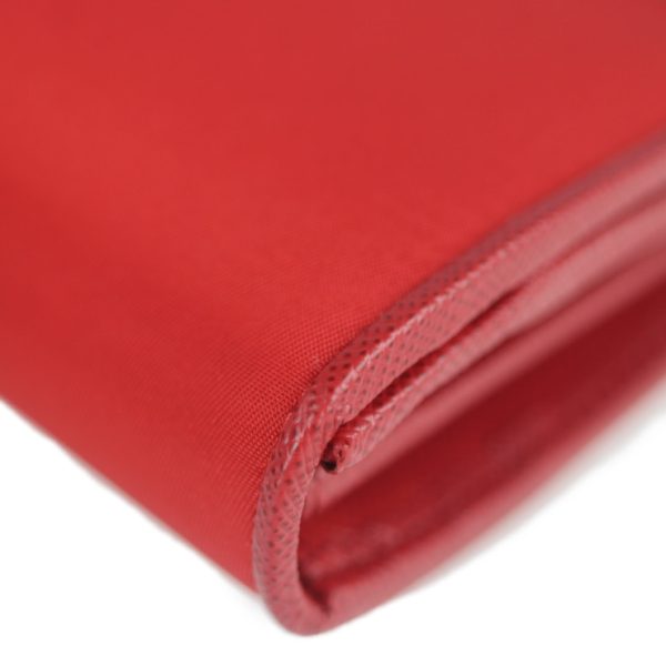 2128013007594 8 Prada Nylon Leather Long Wallet Red