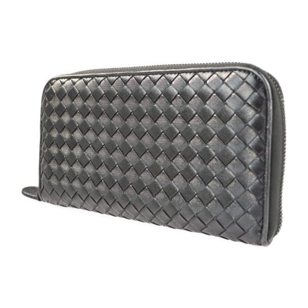 2128013007599 2 Bottega Veneta Intrecciato Long Wallet Leather Silver