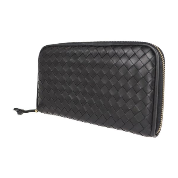 2128013007600 2 Bottega Veneta Intrecciato Long Wallet Leather Black