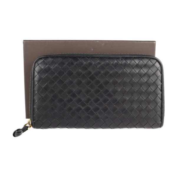 2128013007600 9 Bottega Veneta Intrecciato Long Wallet Leather Black