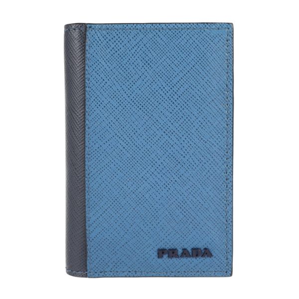 2128013007612 1 Prada Saffiano Leather Card Case Cobalto