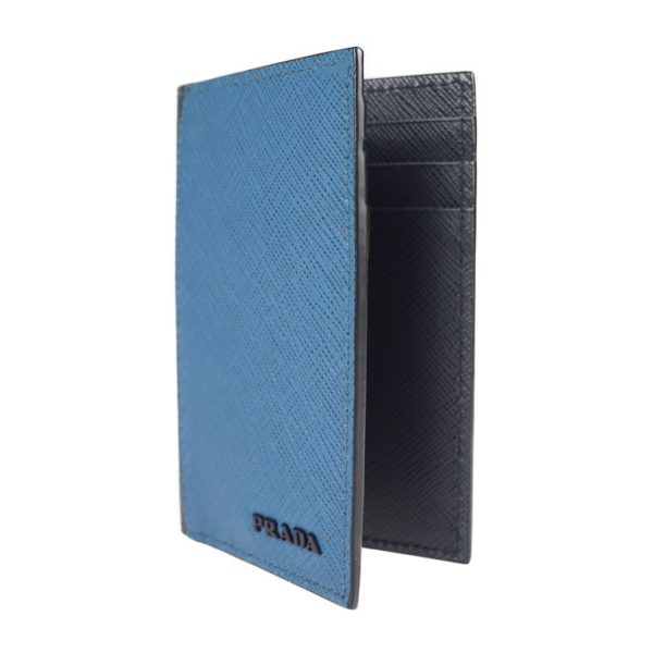 2128013007612 2 Prada Saffiano Leather Card Case Cobalto