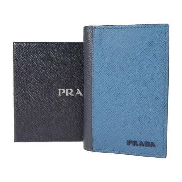 2128013007612 8 Prada Saffiano Leather Card Case Cobalto