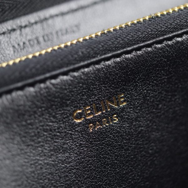 2128073002394 9 Celine Large Zip Leather Long Wallet Black Quilting