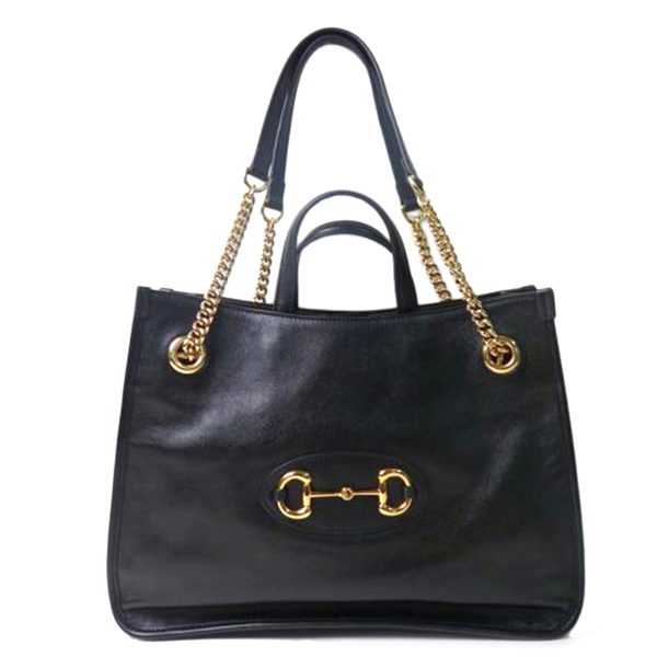 21281 1 Gucci 1955 Horsebit Leather Gold Hardware Black