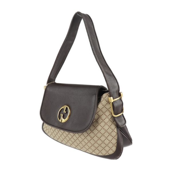 2128103007310 2 GUCCI Diamante Shoulder Bag Canvas Leather Beige Brown