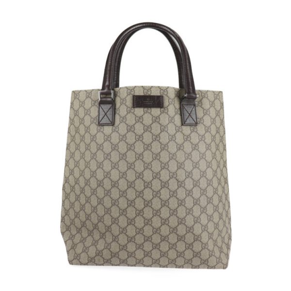 2128103007314 1 GUCCI GG Supreme Tote Bag PVC Leather Beige Brown