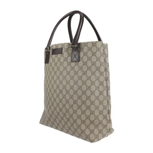 2128103007314 2 GUCCI GG Supreme Tote Bag PVC Leather Beige Brown