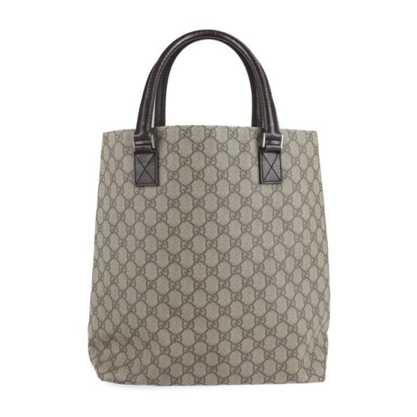 2128103007314 3 GUCCI GG Supreme Tote Bag PVC Leather Beige Brown