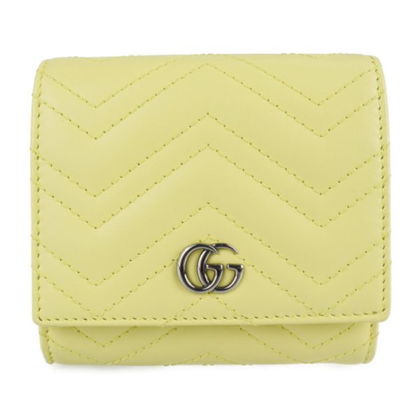 2128103007350 1 GUCCI GG Marmont Bifold Wallet Leather Pastel Yellow