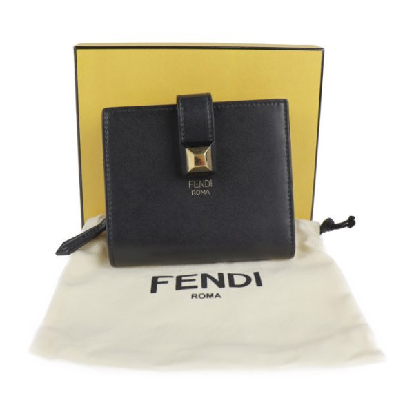 2128113008389 9 Fendi Leather Wallet Black Studded Compact