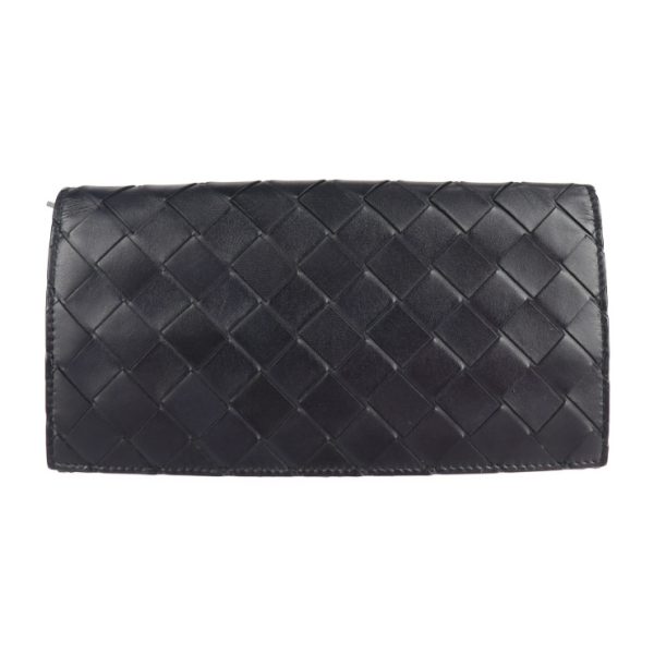 2128113008396 1 Bottega Veneta Continental Intrecciato Spazzolato Leather Wallet Black