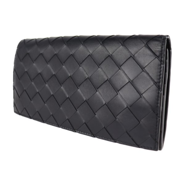 2128113008396 2 Bottega Veneta Continental Intrecciato Spazzolato Leather Wallet Black