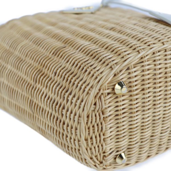 2129043007596 5 Prada Rattan Canvas Wicker Basket Bag