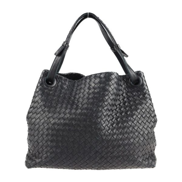 2129043007619 1 Bottega Veneta Garda Large Intrecciato Shoulder Leather Black Bag