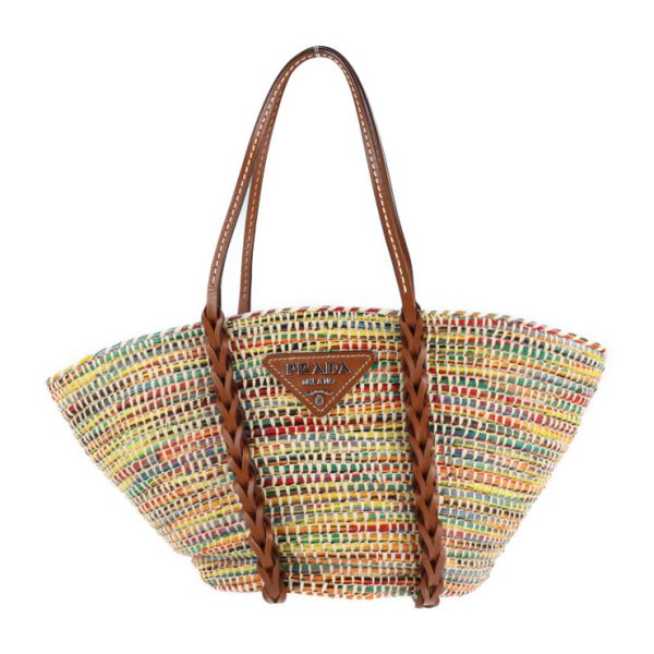 2129043007626 1 Prada Straw Calf Tote Bag Multicolor