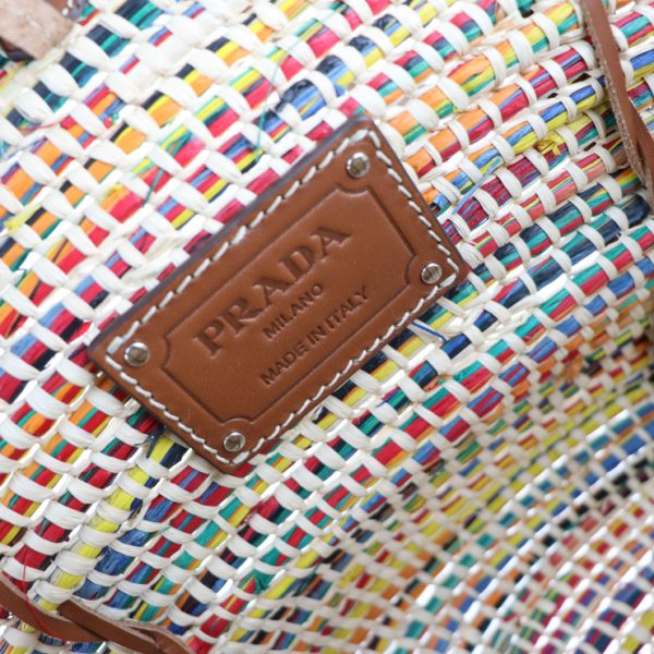 2129043007626 10 Prada Straw Calf Tote Bag Multicolor