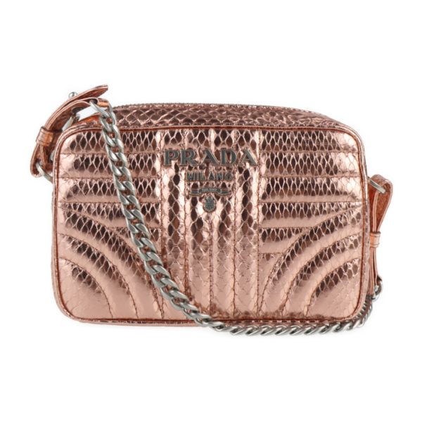 2129073007460 1 Prada Impunture Python Leather Chain Shoulder Bag Pink