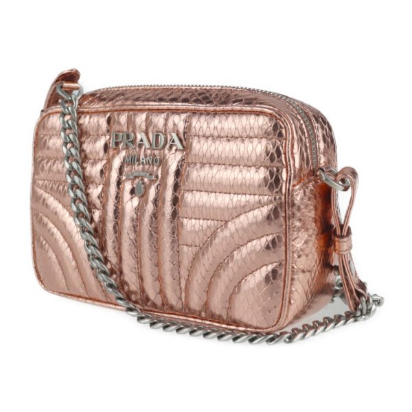 2129073007460 2 Prada Impunture Python Leather Chain Shoulder Bag Pink