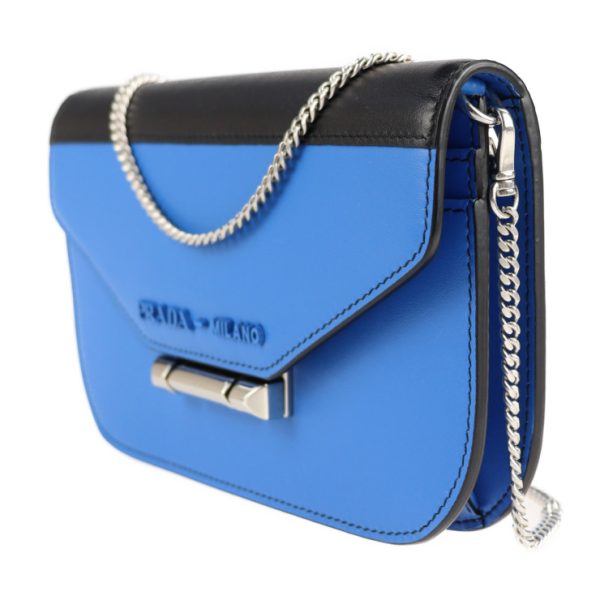 2129073007461 2 Prada Civil City Calf Leather Clutch Bag Blue Black