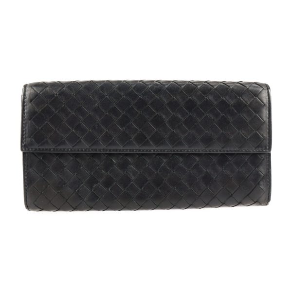 2129073007476 1 Bottega Veneta Intrecciato Leather Long Wallet Black