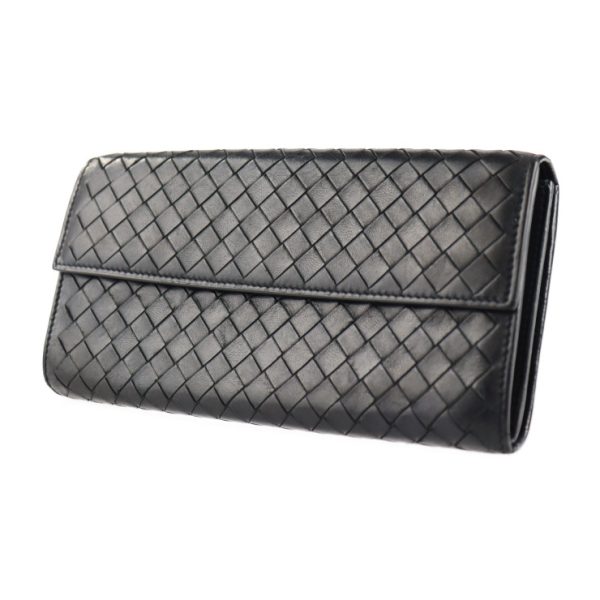 2129073007476 2 Bottega Veneta Intrecciato Leather Long Wallet Black