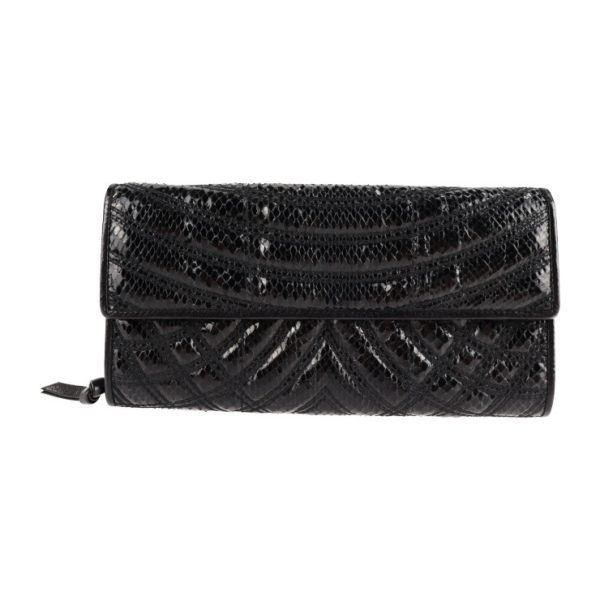 2130043001649 1 Bottega Veneta Long Python Wallet Black