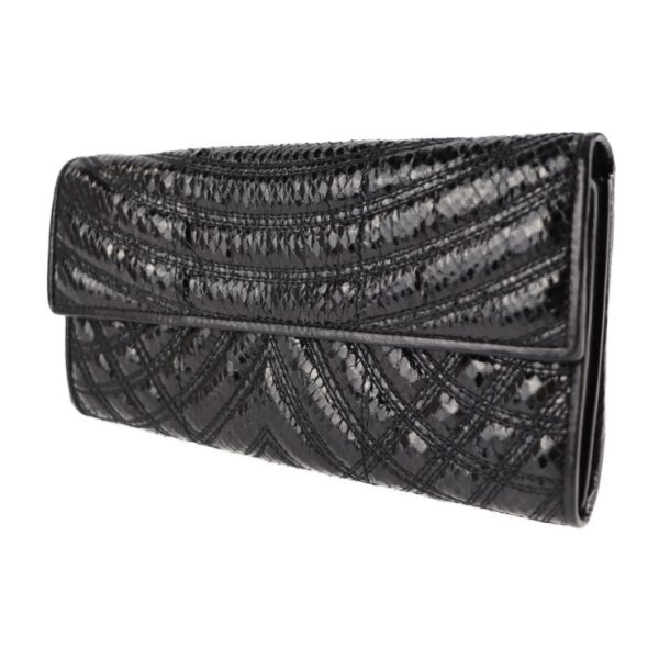 2130043001649 2 Bottega Veneta Long Python Wallet Black