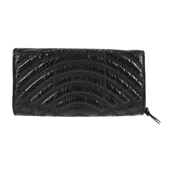 2130043001649 3 Bottega Veneta Long Python Wallet Black