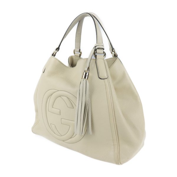 2130093007510 2 GUCCI Soho Cellarius Interlocking G Tote Bag Leather Ivory