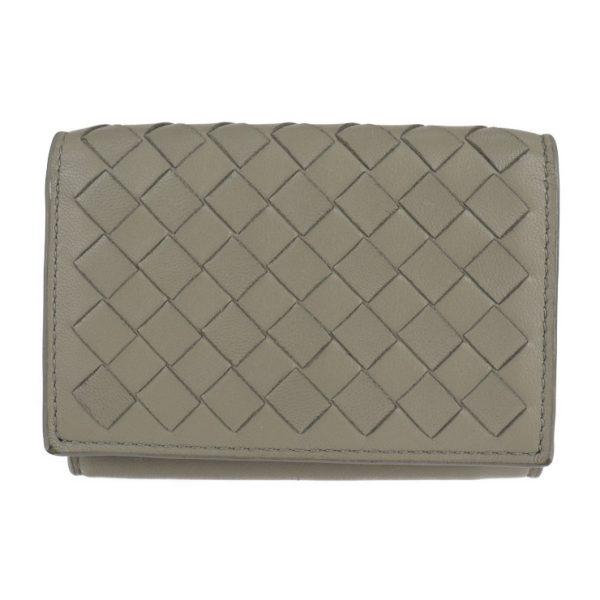 2130093007515 1 Bottega Veneta Intrecciato Leather Wallet Gray