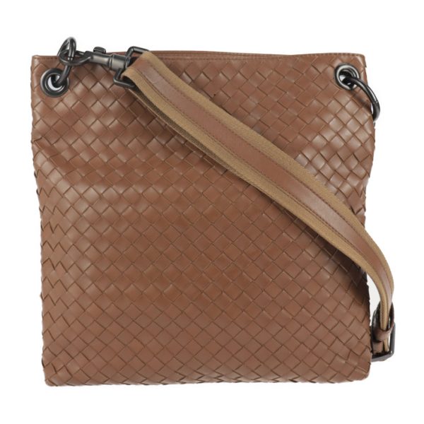 2130093007530 1 Bottega Veneta Intrecciato Leather Crossbody Bag Brown