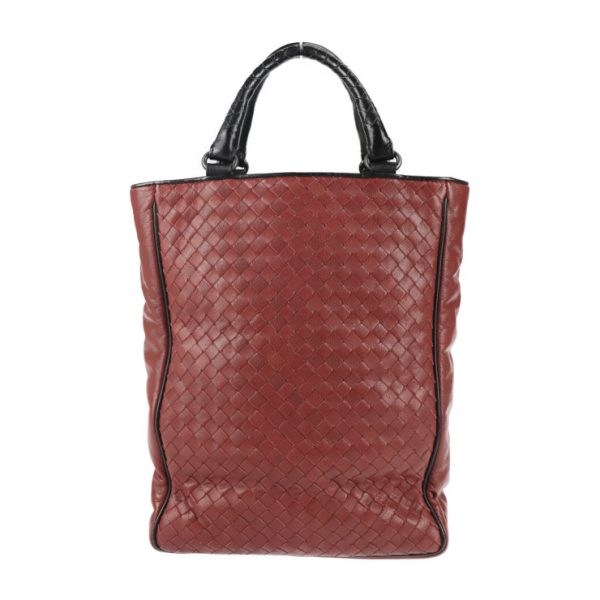 2130093007531 1 Bottega Veneta Intrecciato Leather Handbag Maroon