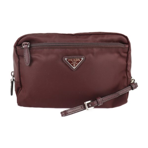 2130103001381 1 Prada Nylon Wristlet Bordeaux