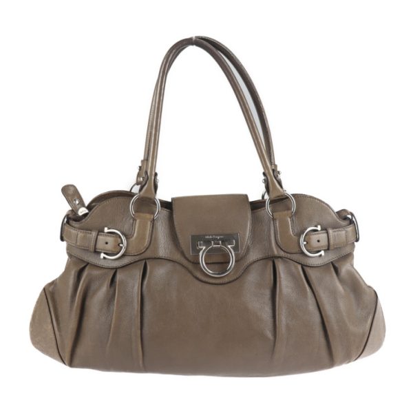 2131051001027 1 Salvatore Ferragamo Leather Handbag Brown