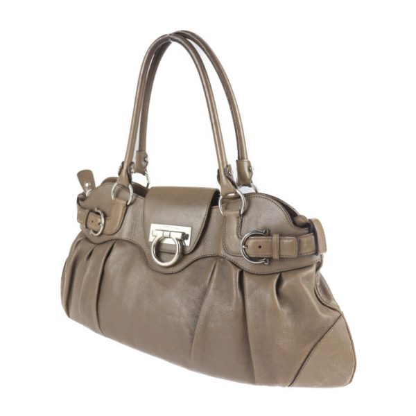 2131051001027 2 Salvatore Ferragamo Leather Handbag Brown