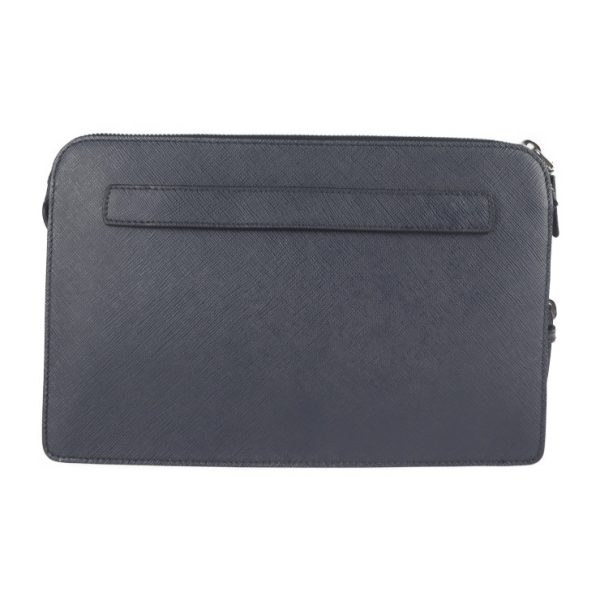 2131053008532 3 Prada Saffiano Leather Clutch Bag Navy