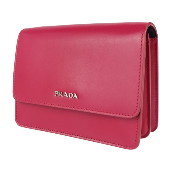 2131053008533 2 Prada Box Calf Shoulder Wallet Pink