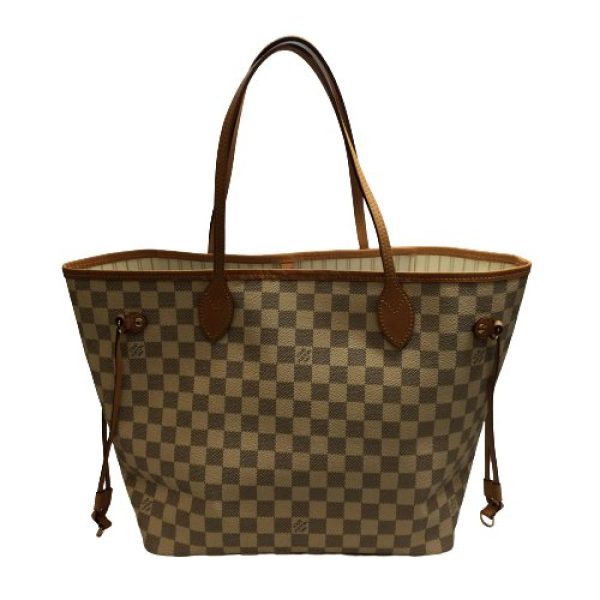 2175900085353 01 Louis Vuitton Neverfull MM Damier Azur Tote Bag Brown