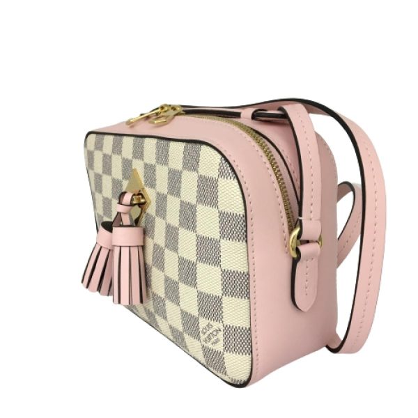 2175900106058 01 Louis Vuitton Saintonge Damier Azur Shoulder Bag White Eau De Rose