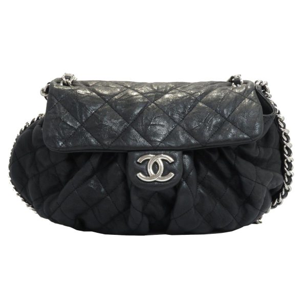 2176100087673 00 Chanel Chain Shoulder Bag Leather Black