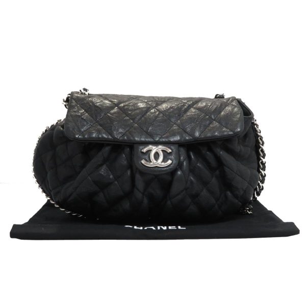 2176100087673 17 Chanel Chain Shoulder Bag Leather Black