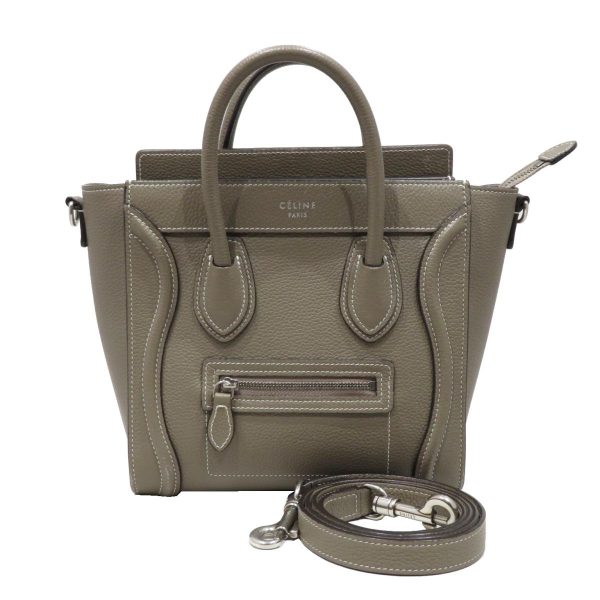 2176100101713 18 Celine Nano Leather Shopper Hand Bag Gray