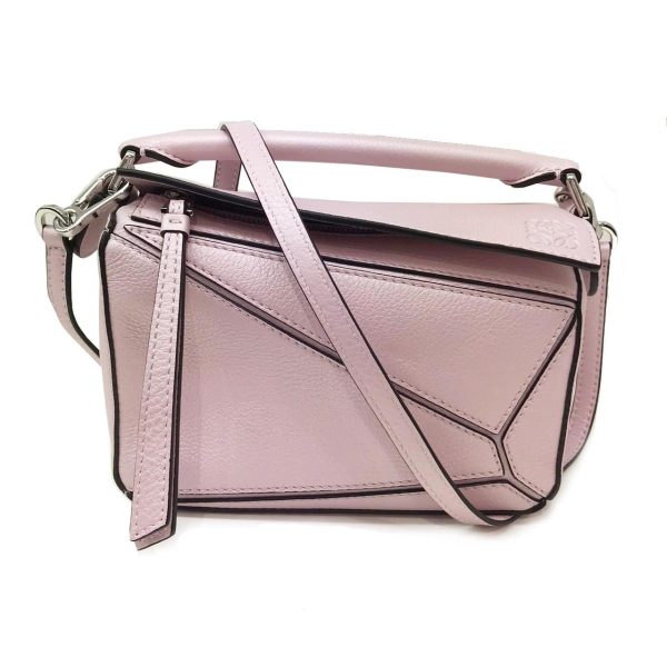 2176100101898 00 Loewe Puzzle Leather Mini Shoulder Hand Bag Pale Plnk Silver